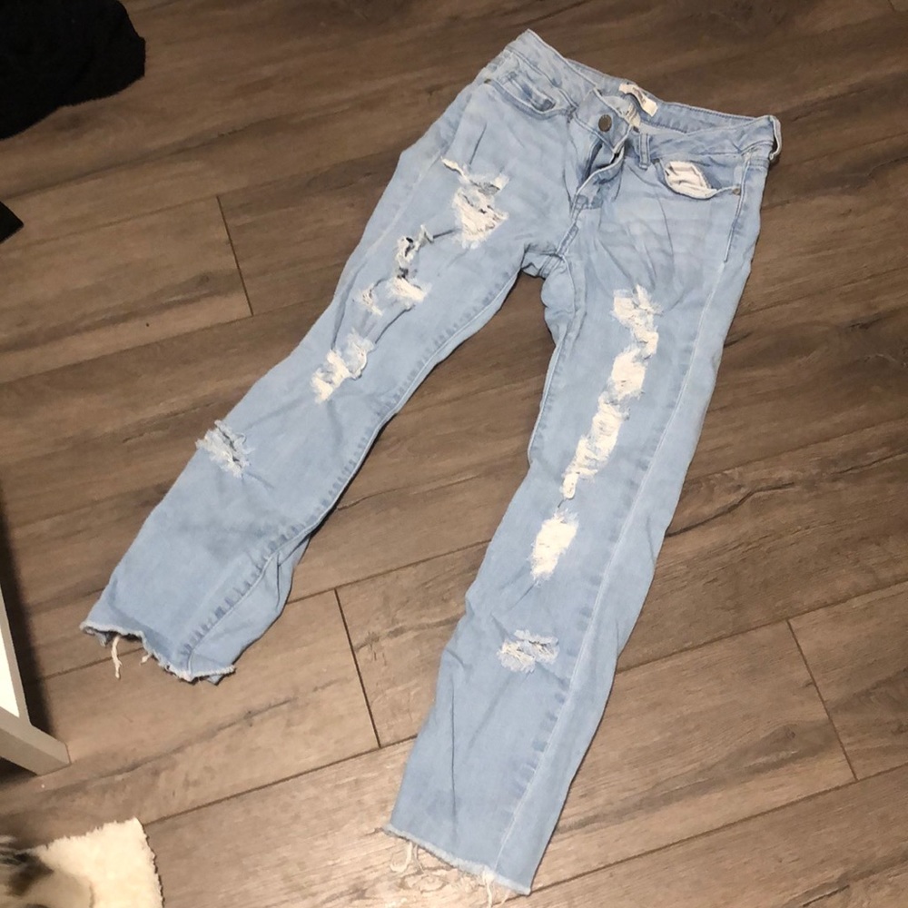 Forever 21 Light Wash Ripped Jeans